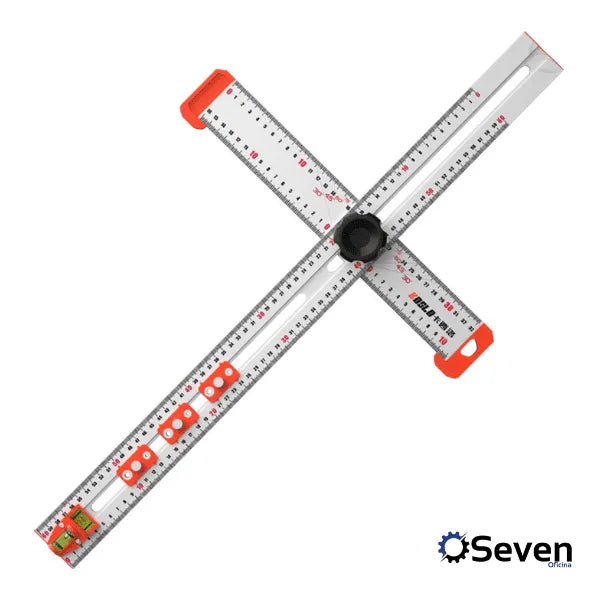 Régua Multifuncional de Alta Precisão com Gabarito de Furação e Medição de Ângulo
