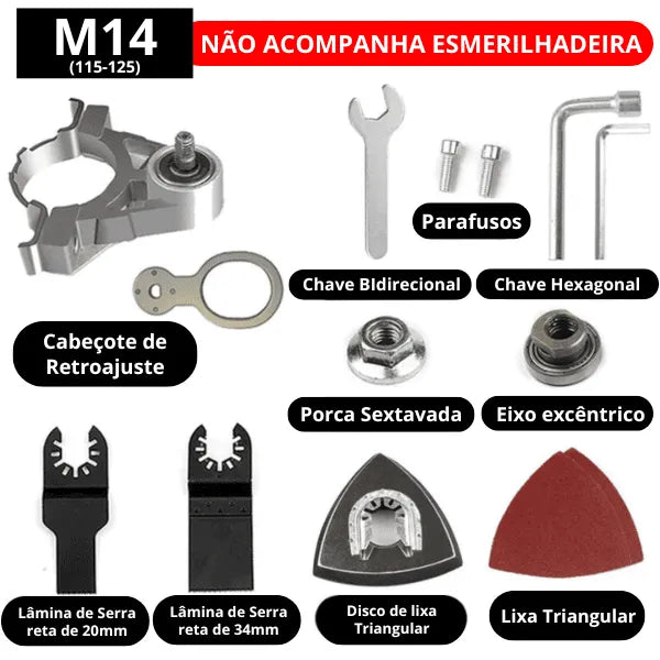 Kit Completo Adaptador Ocilante para Esmerilhadeira - M14 (115-125)