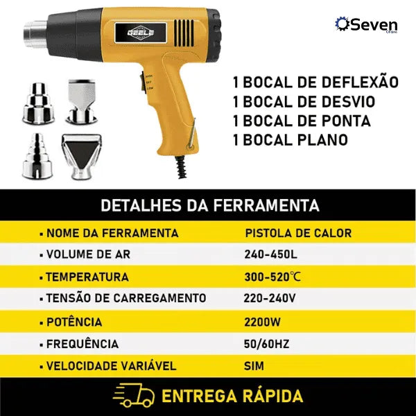 Soprador Térmico Multifuncional - Controle de Temperatura e Bicos Extras