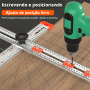 Régua Multifuncional de Alta Precisão com Gabarito de Furação e Medição de Ângulo