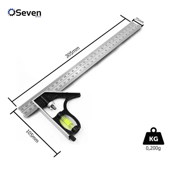 Esquadro Combinado Com Nível Régua