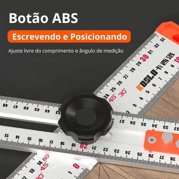 Régua Multifuncional de Alta Precisão com Gabarito de Furação e Medição de Ângulo