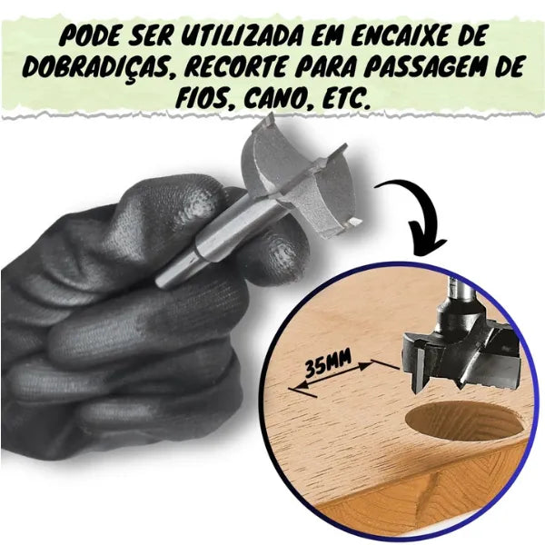 Kit 6 Brocas Fresas para dobradiça Madeira 30-60mm