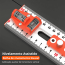 Régua Multifuncional de Alta Precisão com Gabarito de Furação e Medição de Ângulo